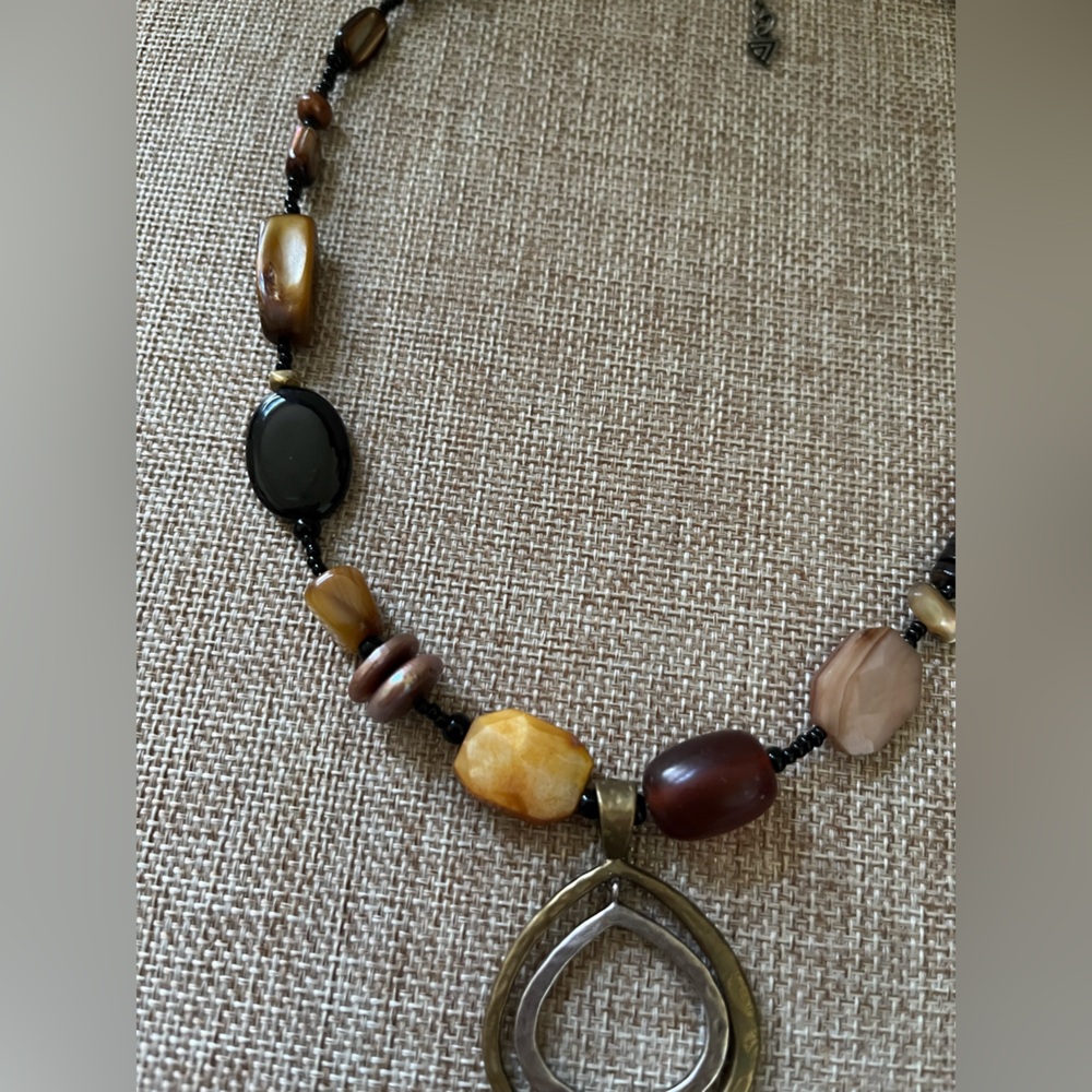 Silpada Brown and Black Bohemian Necklace with Metal Pendant - Picture 4 of 6